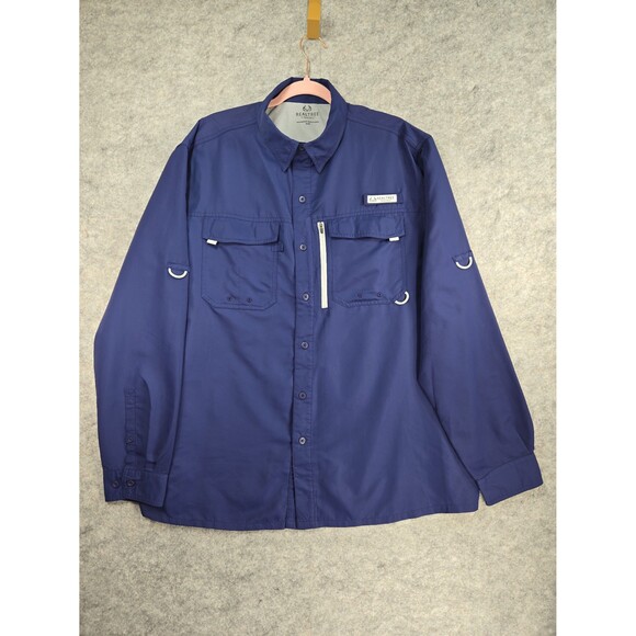 Realtree Vented Fishing Button Front Shirt Long Sleeve Men XL Navy Blue Outdoors - Picture 1 of 9